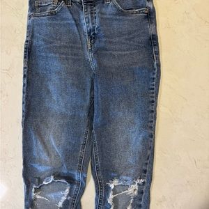 Topshop Blue Boyfriend Distressed Jeans